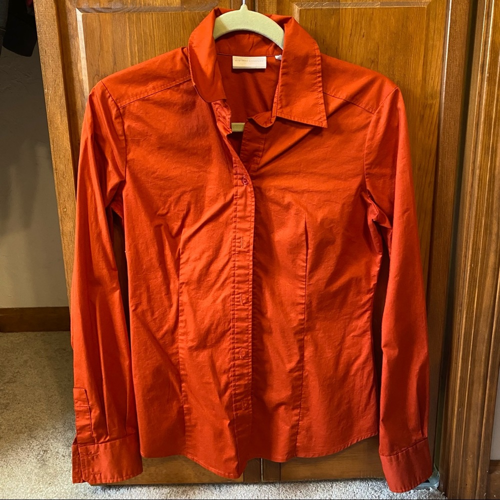 New York & Company Deep Orange Button-Down